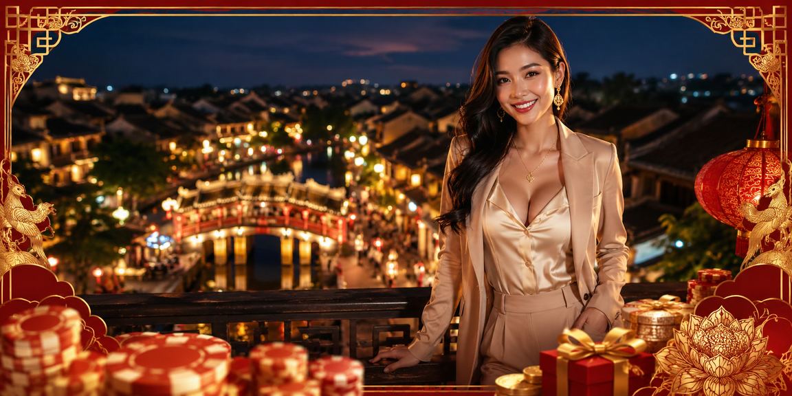 Người chơi dùng điện thoại tra mã voucher casino tại chợ đêm Hội An
