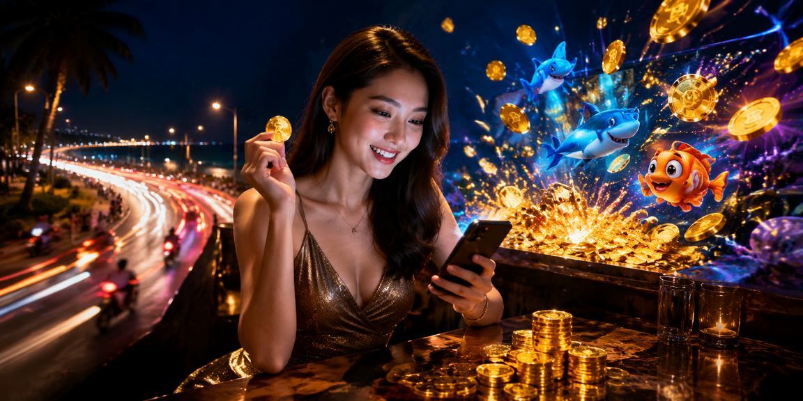 Người chơi trải nghiệm casino di động trên bãi biển Mũi Né